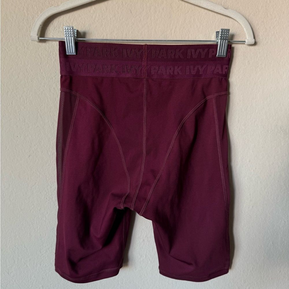 Adidas Ivy Park Mesh Paneled High Waisted Biker Shorts Maroon Size S - Picture 9 of 10